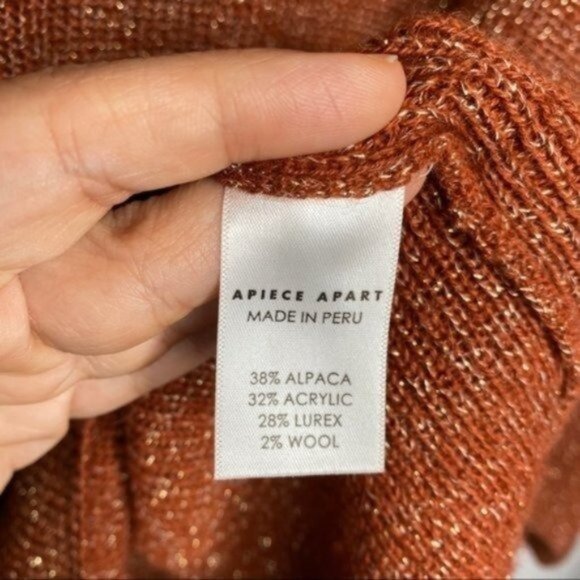 Apiece Apart Arkestra Metallic Balloon Sleeve Sweater in Terra Cotta Marl XS - Picture 7 of 10